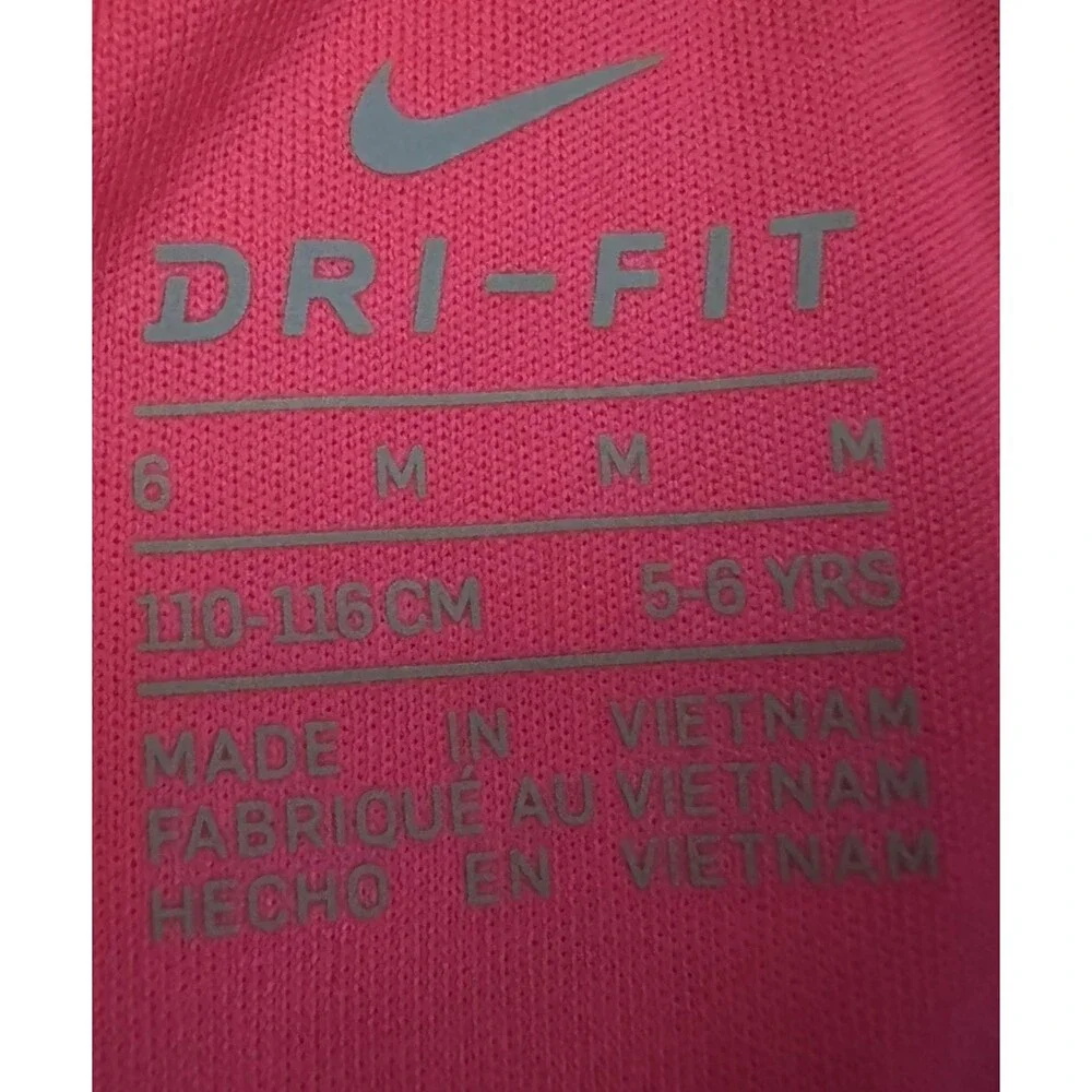 Nike Girls Size 6 Dri-Fit Set 2-Piece Pink Shirt Gray Shorts Athletic Casual New